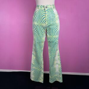 1990s 90s Neon Zebra Print Pants Vintage Stretchy Flared Pants by RVT Jeans Co